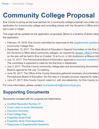 Erie County Highlights Community College Progress